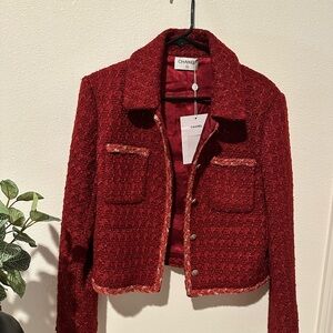 Chanel Burgundy Tweed Women's Blazer